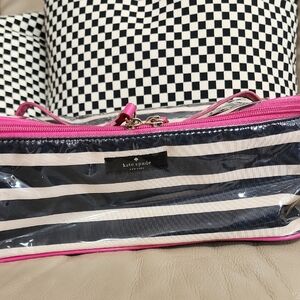 Kate Spade Colin Thalia Black Cream Striped Cosmetic Case Preowned